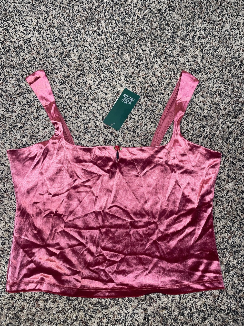 wild fable Rose Pink Satin Square-Neck Cropped Cami M NWT